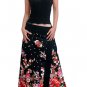 Plus Size! Gothic Black Japanese Floral Wraparound Cotton Long Skirt