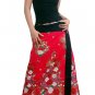 Plus Size! Hot Pink Japanese Floral Wraparound Cotton Long Skirt