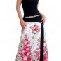 Plus Size! Pure White Japanese Floral Wraparound Cotton Long Skirt