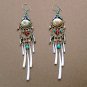 Exquisite Handmade Chandelier Tribal Beads & Shells Silver Hoop Earrings