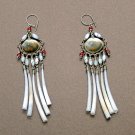 Exquisite Handmade Chandelier Tribal Beads & Shells Silver Hoop Earrings