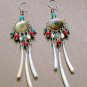 Exquisite Handmade Chandelier Tribal Beads & Shells Silver Hoop Earrings