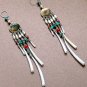 Exquisite Handmade Chandelier Tribal Beads & Shells Silver Hoop Earrings
