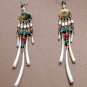 Exquisite Handmade Chandelier Tribal Beads & Shells Silver Hoop Earrings