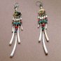 Exquisite Handmade Chandelier Tribal Beads & Shells Silver Hoop Earrings
