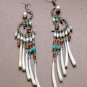 Exquisite Handmade Chandelier Tribal Beads & Shells Silver Hoop Earrings