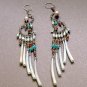 Exquisite Handmade Chandelier Tribal Beads & Shells Silver Hoop Earrings