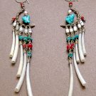 Exquisite Handmade Chandelier Tribal Beads & Shells Silver Hoop Earrings