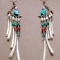 Exquisite Handmade Chandelier Tribal Beads & Shells Silver Hoop Earrings