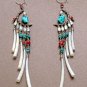 Exquisite Handmade Chandelier Tribal Beads & Shells Silver Hoop Earrings