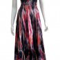 SATIN V-NECK SMOCKED WAIST PRINTED LONG MAXI DRESS