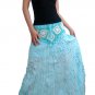 SKY BLUE DRAGONFLY FLORAL CROCHET COTTON LONG SKIRT/TUBE DRESS