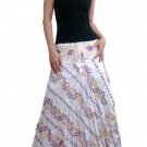 WHITE CROCHET PURPLE FLORAL COTTON LONG SKIRT/TUBE DRESS