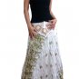 WHITE CROCHET GREEN PAISLEY COTTON LONG SKIRT/TUBE DRESS
