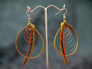 Colourful 'Oval Spiral' Handmade Hoop Gypsy Boho Hippie Earrings
