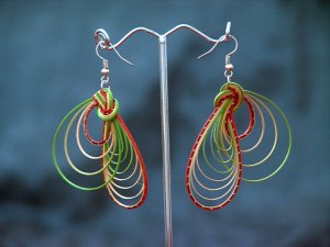 Colourful 'Angel Wings' Handmade Hoop Gypsy Boho Hippie Earrings