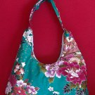 TURQUOISE GREEN SMALL BOHO SAKURA FLORAL SHOULDER HANDBAG PURSE