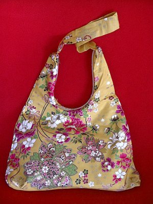 GOLD BOHO KIMONO PINK FLORAL STRAP SHOULDER HANDBAG
