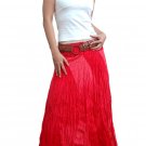 HOT RED GYPSY RESORT CRINKLED LONG SKIRT/TUBE DRESS