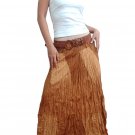 EARTHY BROWN GYPSY RESORT CRINKLED LONG SKIRT/TUBE DRESS