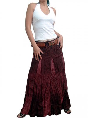 DARK BROWN GYPSY RESORT CRINKLED LONG SKIRT/TUBE DRESS
