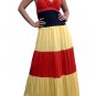Celebrity Style Ruffles V-neck Colour Block Halter Low Back Maxi Dress