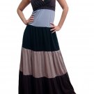 Celebrity Style Ruffles V-neck Colour Block Halter Low Back Maxi Dress