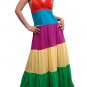 Celebrity Style Ruffles V-neck Colour Block Halter Low Back Maxi Dress