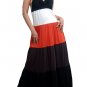Celebrity Style Ruffles V-neck Colour Block Halter Low Back Maxi Dress