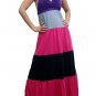Celebrity Style Ruffles V-neck Colour Block Halter Low Back Maxi Dress