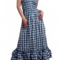 In Style Black Smocked Checks Prints Halter/Tube Maxi Dress