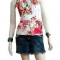 White Cotton Floral V-neck Ruffles Wrap Halter Top / Blouse