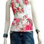 White Cotton Floral V-neck Ruffles Wrap Halter Top / Blouse
