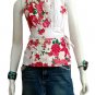White Cotton Floral V-neck Ruffles Wrap Halter Top / Blouse