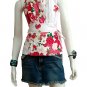 White Cotton Floral V-neck Ruffles Wrap Halter Top / Blouse