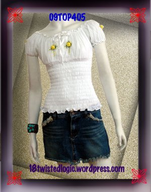 WHITE SMOCKED YELLOW FLORAL OFF SHOULDER TOP BLOUSE