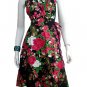 BLACK RUFFLES V-NECK FLORAL HALTER WEDDING WRAP DRESS