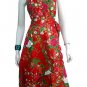 RED RUFFLES V-NECK FLORAL HALTER WEDDING WRAP DRESS