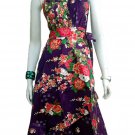PURPLE RUFFLES V-NECK FLORAL HALTER WEDDING WRAP DRESS