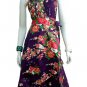 PURPLE RUFFLES V-NECK FLORAL HALTER WEDDING WRAP DRESS