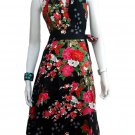 BLACK RUFFLES V-NECK FLORAL HALTER WEDDING WRAP DRESS