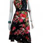 BLACK RUFFLES V-NECK FLORAL HALTER WEDDING WRAP DRESS