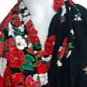 BLACK RUFFLES V-NECK FLORAL HALTER WEDDING WRAP DRESS SZ M to XL