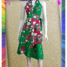 GREEN RUFFLES V-NECK FLORAL HALTER WEDDING WRAP DRESS SZ M to XL