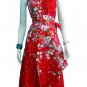 RED RUFFLES V-NECK FLORAL HALTER WEDDING WRAP DRESS SZ M to XL