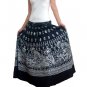 BLACK GYPSY BOHO WHITE PRINTS LONG SKIRT/DRESS