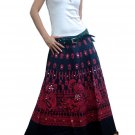 BLACK GYPSY BOHO RED PRINTS LONG SKIRT/DRESS