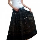 BLACK GYPSY BOHO BROWN PRINTS LONG SKIRT/DRESS