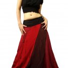 RED BOHO TIE DYE DRAWSTRING LONG SKIRT /HALTER DRESS