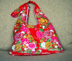 RED BOHO KIMONO PINK FLORAL STRAP SHOULDER HANDBAG